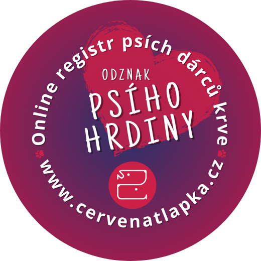 Odznak psího hrdiny – Online registr psích dárců krve, www.cervenatlapka.cz